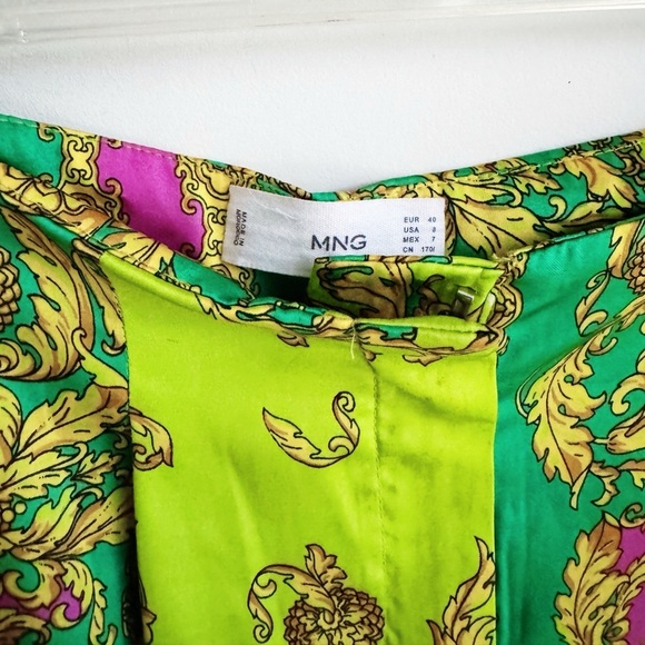 MNG | Green Satin Printed Trousers | 8 - Picture 7 of 8